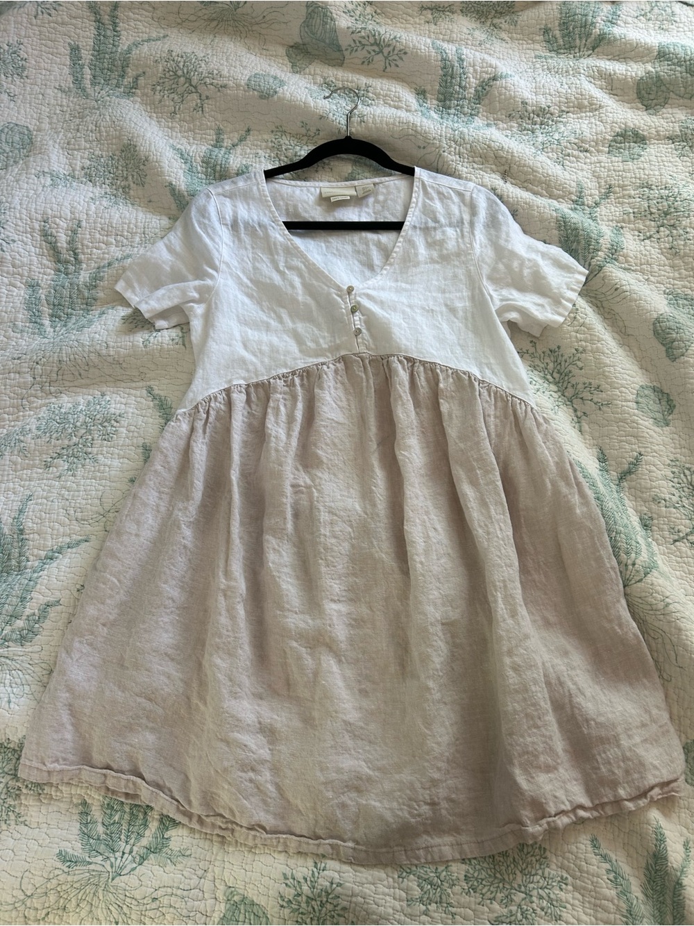 FREE SHIPPING! Cynthia Rowley Two-Tone White and Light Beige Linen Dress